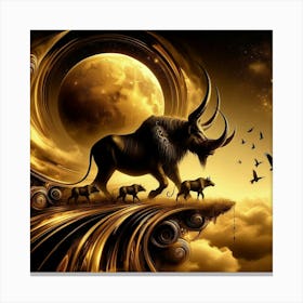 Bulls In The Sky Canvas Print