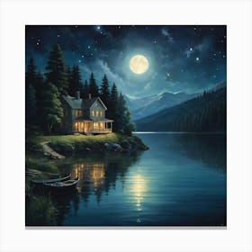 Night On The Lake Art Print 0 Canvas Print