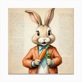 Rabbit Holding Carrot 5 Canvas Print