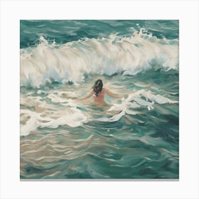 Girl In The Ocean Canvas Print