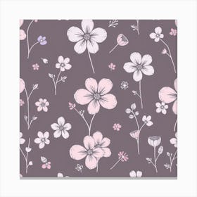 Pink Flowers On A Gray Background Canvas Print