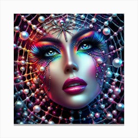 Beautiful Woman With Colorful Makeup Canvas Print