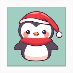 Penguin With Santa Hat Canvas Print