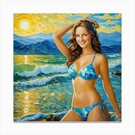 Woman In A Bikini fuk Canvas Print