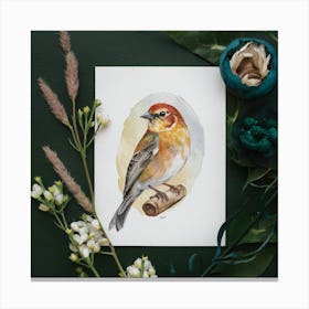 Finch Watercolor Painting Canvas Print