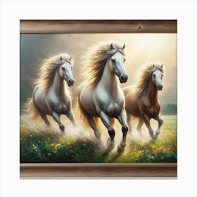 Three Horses Running Canvas Print