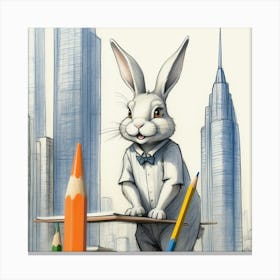 Bunny In Pencils Canvas Print