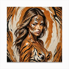 Abstract Art Of Woman Made With Tiger Skin 4287675183 Leinwandbild