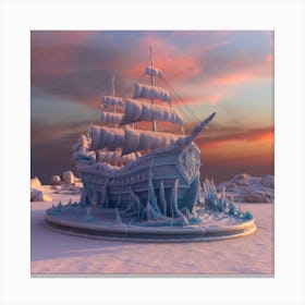 Beautiful ice sculpture in the shape of a sailing ship 21 Canvas Print