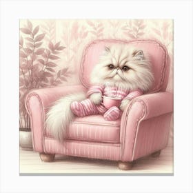 Cat In Pink Pajamas Canvas Print