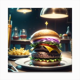 Burger In A Restaurant 15 Canvas Print