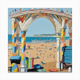 Brighton Beach Series in Style of David Hockney 2 Canvas Print