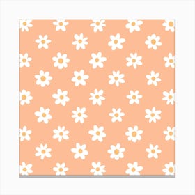 Peach Fuzz Daisy Pattern Canvas Print