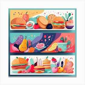 Food Banners Set Canvas Print