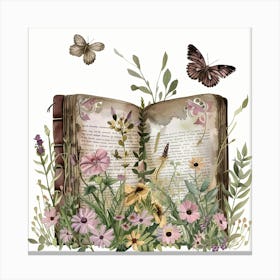 Open Book With Butterflies 5 Canvas Print