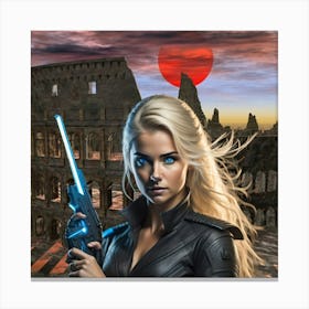 Girl With Gun 10 Canvas Print