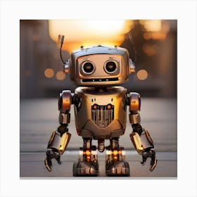 Robot At Sunset 5 Canvas Print