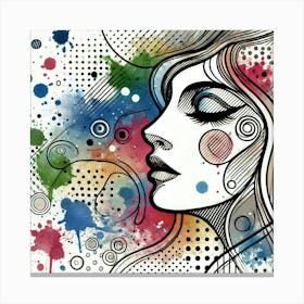 Girl With Colorful Splatters Canvas Print