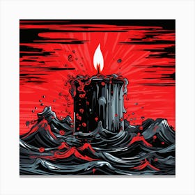 Burning Candle In The Ocean Canvas Print