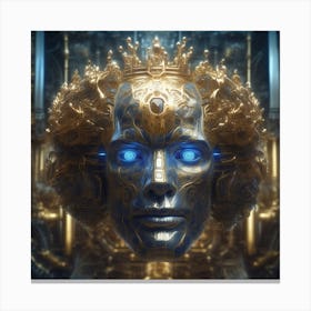 Golden Face With Blue Eyes Canvas Print