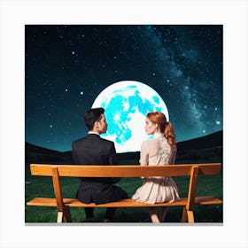 Couple Sitting On A Bench 5 Canvas Print