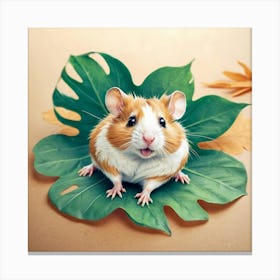 Hamster On Leaf 2 Canvas Print