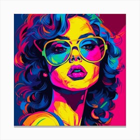 Woman In Colorful Glasses Canvas Print