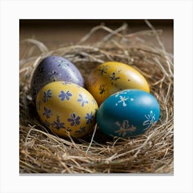 Easter Eggs In A Nest Canvas Print