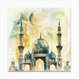 Watercolor Of A Mosque 1 Canvas Print