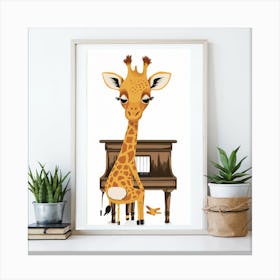 Giraffe At Piano Canvas Print
