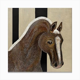 Horse In Front Of Striped Wall 1 Canvas Print