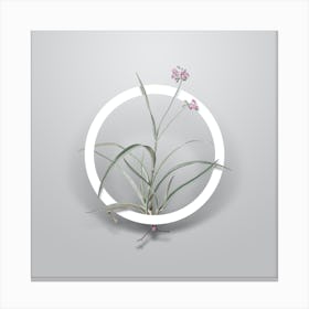 Vintage Spiderwort Minimalist Floral Geometric Circle on Soft Gray n.0033 Canvas Print