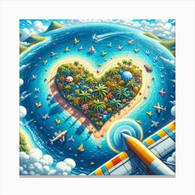 Heart Island World Canvas Print