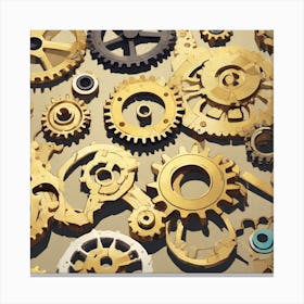 Gold Gears Background 4 Canvas Print