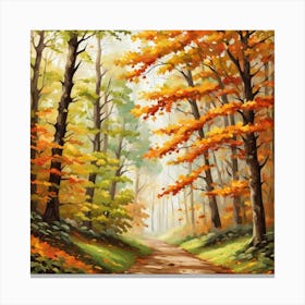 Forest In Autumn In Minimalist Style Square Composition 118 Canvas Print