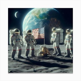 Astronauts On The Moon Canvas Print