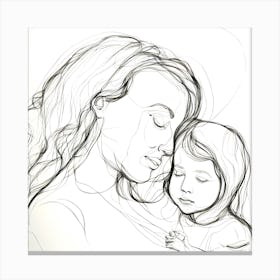 Mother And Child Line Art 1 Canvas Print