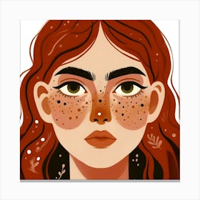 Pretty Face Girl With Freckles and Red Hair - Redhead woman  Canvas Print