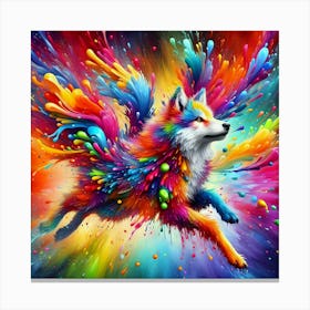 Colorful Wolf Painting Canvas Print