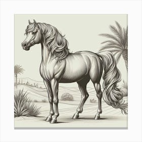 Line Art Arabian stallion 2 Canvas Print