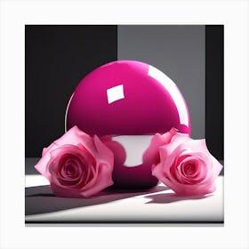 Pink Glass Sphere with Roses Canvas Print