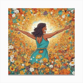 Woman In A Field Of Flowers Canvas Print