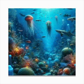 Jellyfish Ocean Canvas Print