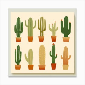 Rizwanakhan Simple Abstract Cactus Non Uniform Shapes Petrol 32 Canvas Print