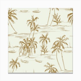 Beach Pattern Beige Canvas Print