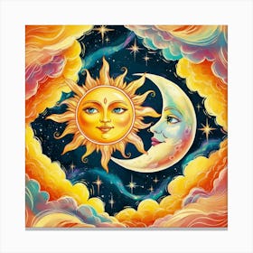 Leonardo Phoenix A Whimsical Illustration Featuring The Sun An 2 Canvas Print