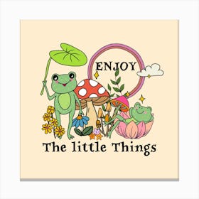 Enjoy the little Things Frogs Canvas Print