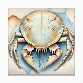 Illustration Of A Crab Watercolor Dripping Canvas Print
