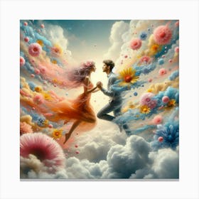 Couple Dancing In The Clouds Canvas Print