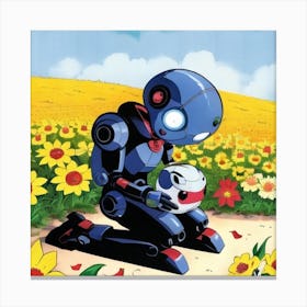 Robot In A Field Canvas Print